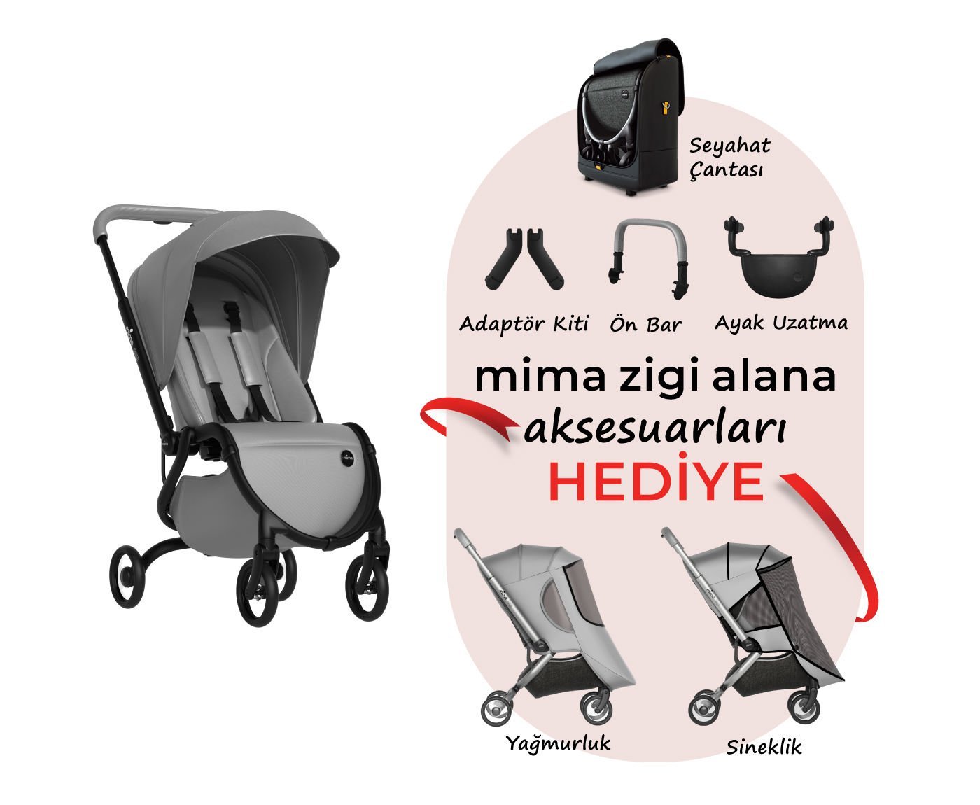 mima zigi Bebek Arabası (Argento)