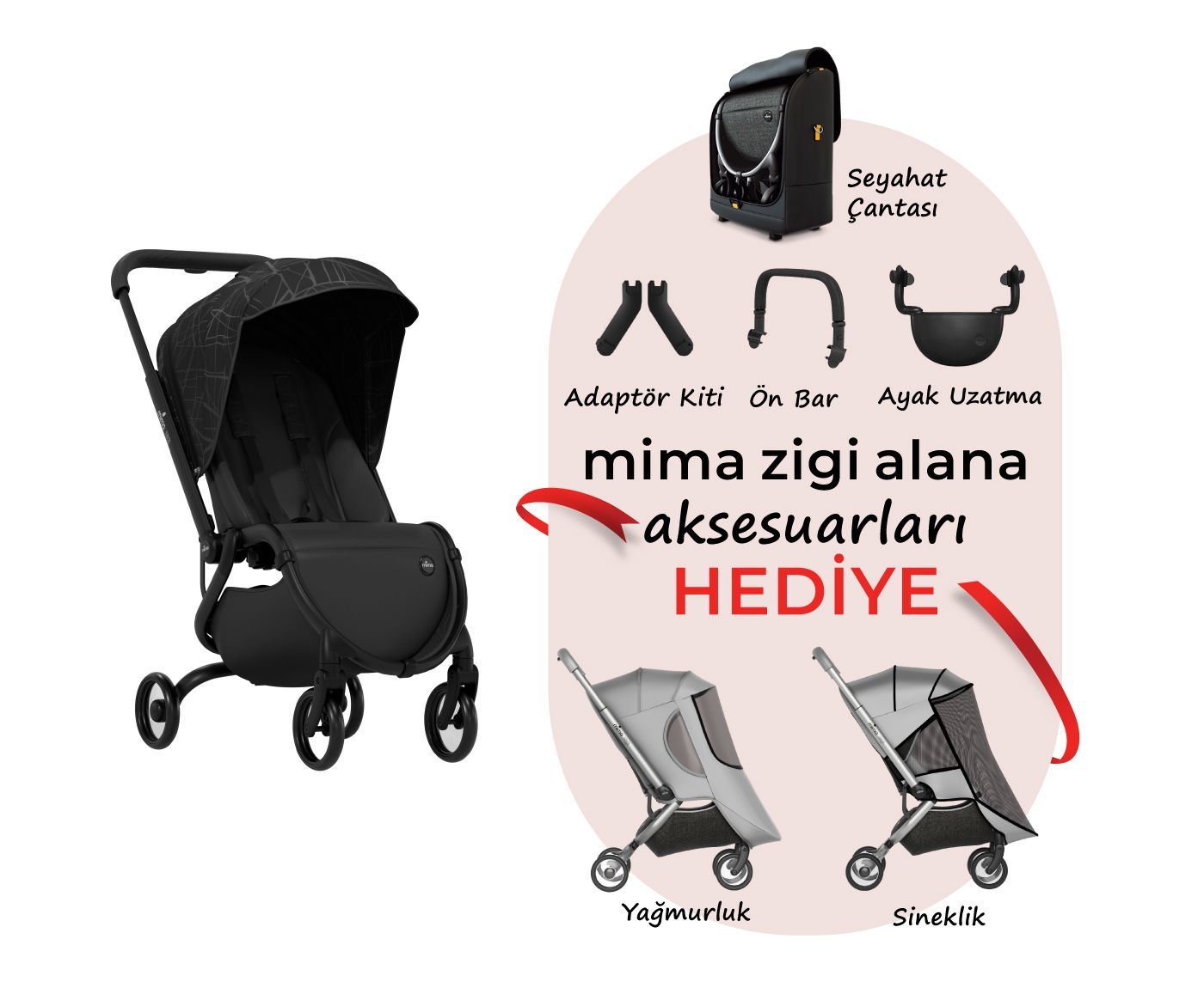 mima zigi Bebek Arabası (Ebony)